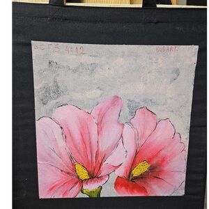 Floral Black Hamd painted Tote Bag